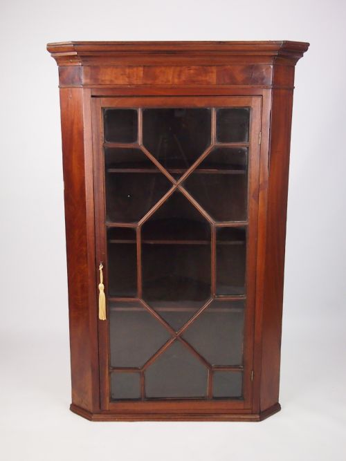 George III Astragal Glazed Mahogany Corner Cupboard