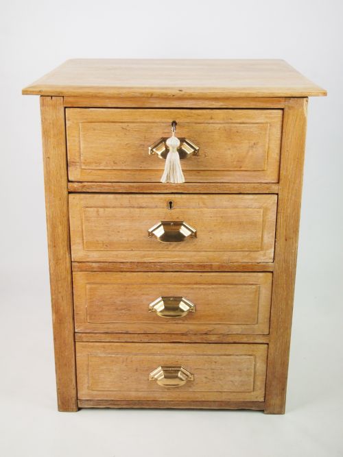 Small Vintage 1930s Limed Oak Chest of Drawers