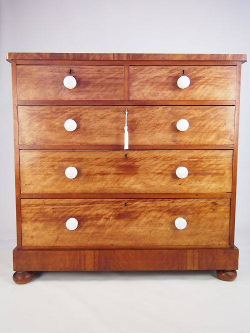 Antique Victorian Satin Birch Chest of Drawers
