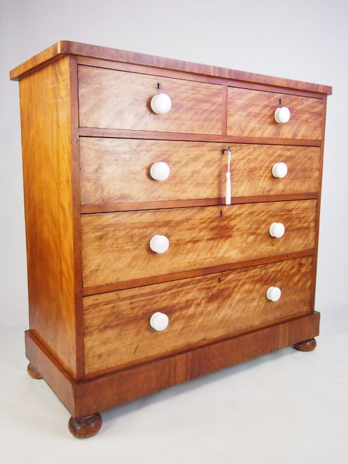 fig 1. Antique Victorian Satin Birch Chest of Drawers