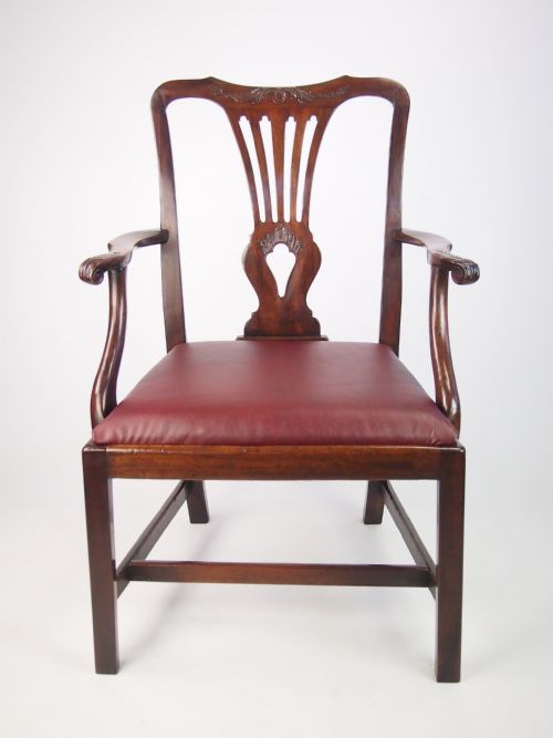 fig 1. Antique George III Desk Chair with Leather Seat