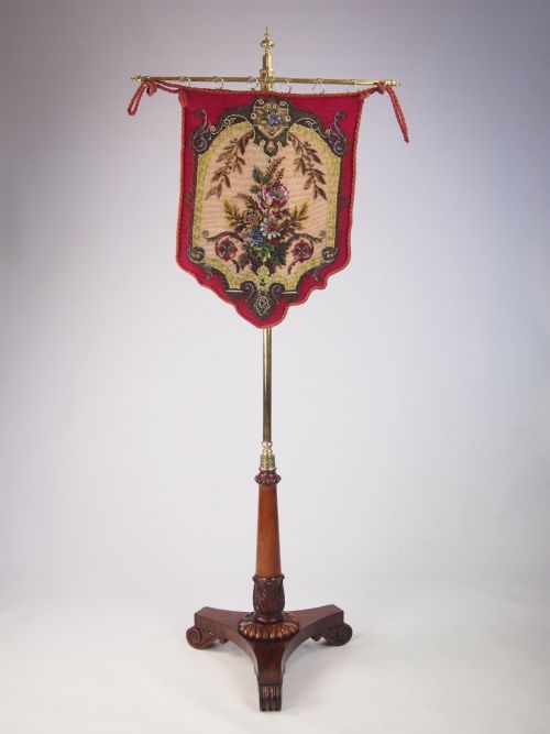 Antique William IV / Early Victorian Gothic Rosewood Pole Screen