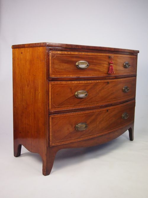 fig 1. Small Antique George III / Regency Bow Front Chest Drawers