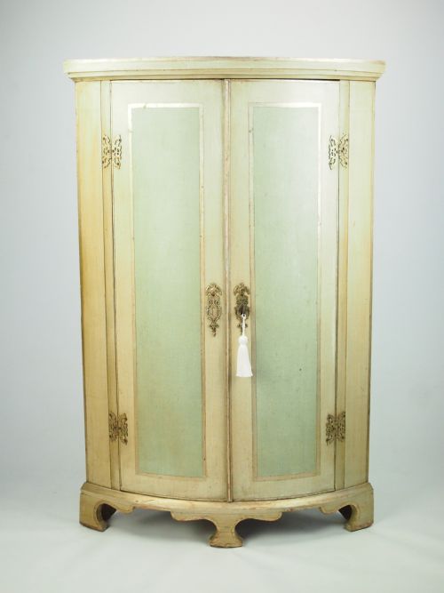 Antique 19th Century and Later Painted Standing Corner Cupboard