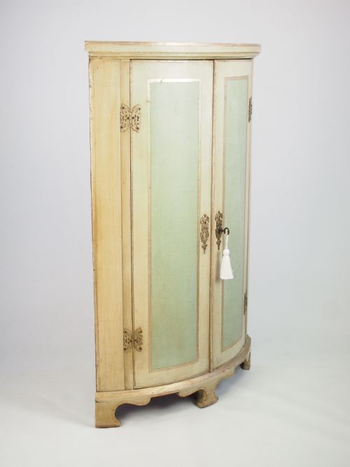 fig 1. Antique 19th Century and Later Painted Standing Corner Cupboard