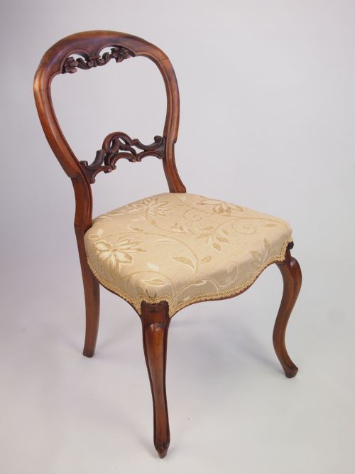 fig 1. Antique Victorian Walnut Balloon Back Chair