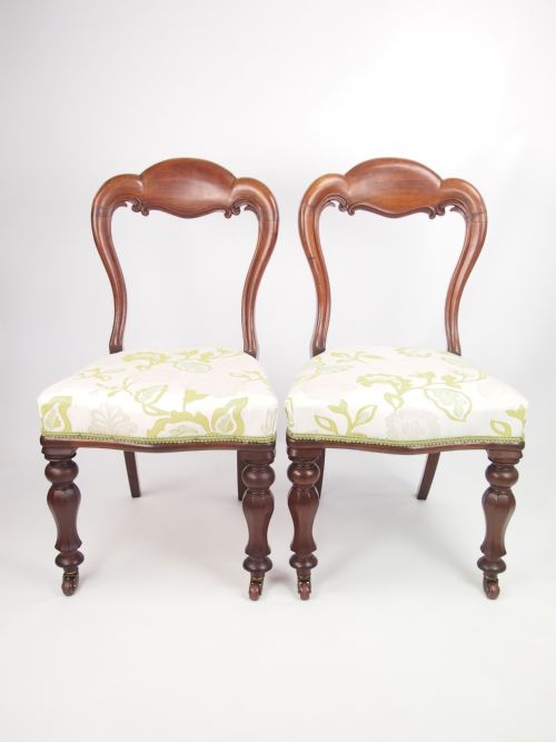 Pair Antique Victorian Balloon Back Chairs