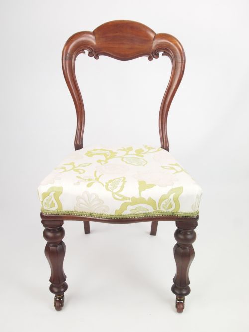 fig 1. Pair Antique Victorian Balloon Back Chairs