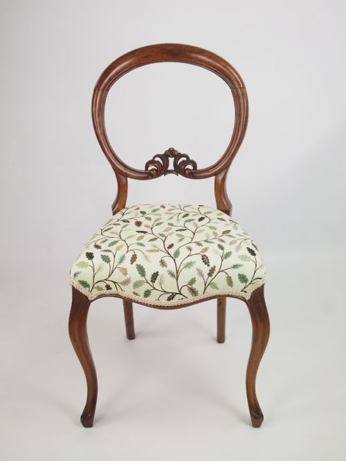 fig 1. Pair Antique Victorian Walnut Balloon Back Chairs