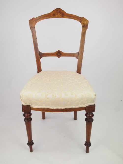 fig 1. Pair Antique Victorian Walnut Balloon Back Chairs