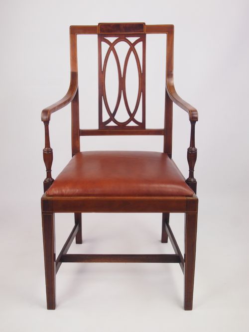 Antique Edwardian Desk Chair with Leather Seat