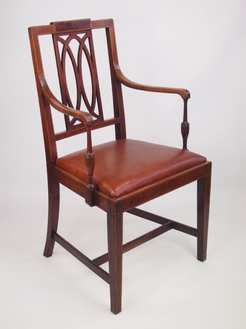 fig 1. Antique Edwardian Desk Chair with Leather Seat