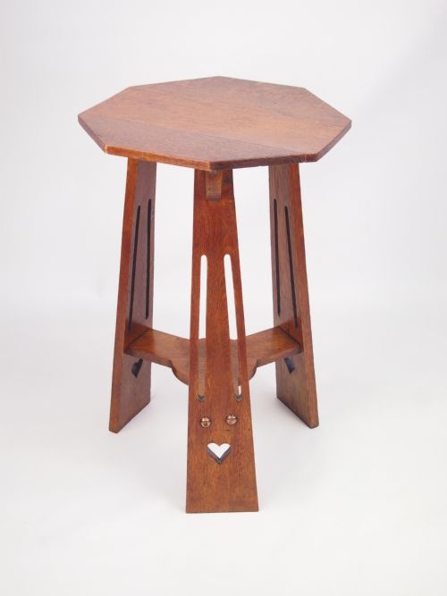 Antique Edwardian Arts and Crafts Oak Lamp Table