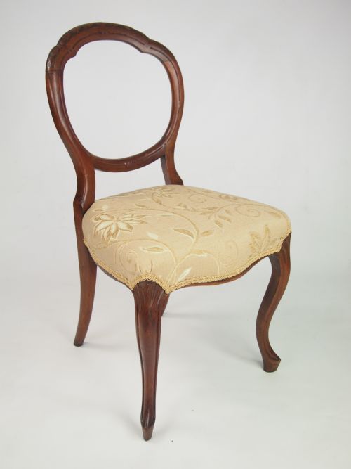 fig 1. Antique Victorian Walnut Balloon Back Chair