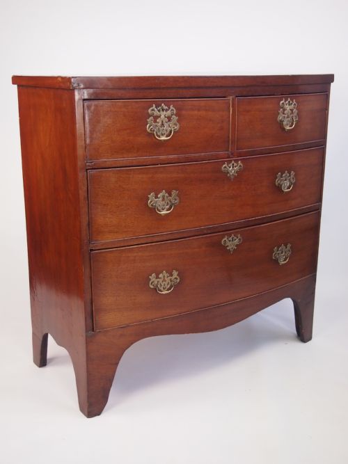 fig 1. Small Antique Georgian Bow Fronted Chest of Drawers