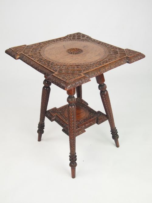 Small Antique Indian Occasional Table with Label