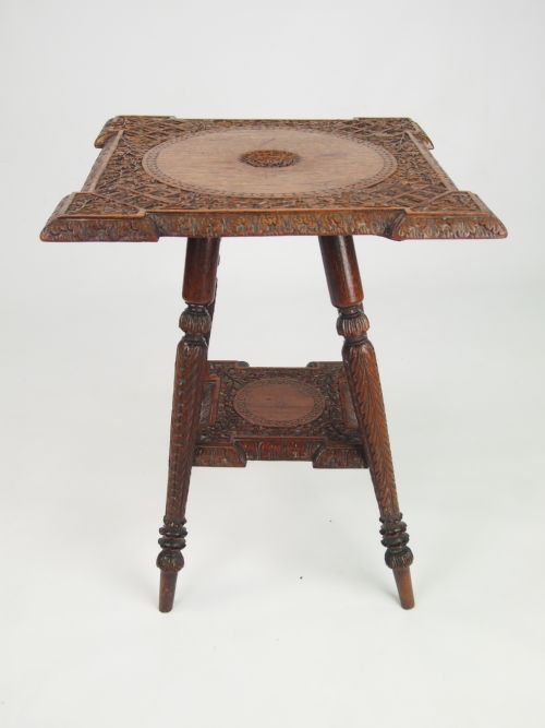 fig 1. Small Antique Indian Occasional Table with Label