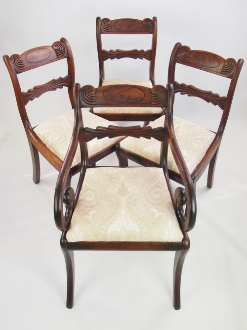 Set 4 Antique Regency Dining Chairs