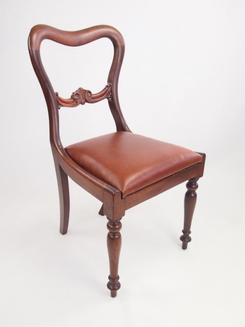 fig 1. Antique Victorian Balloon Back Desk Chair with Leather Seat