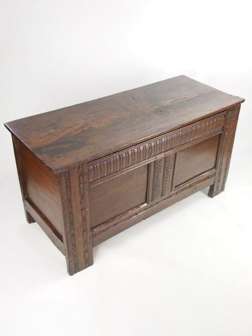 fig 1. Antique 18th Century Oak Coffer / Coffee Table / Chest