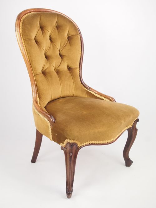 fig 1. Small Antique Victorian Rosewood Button Back Nursing Chair