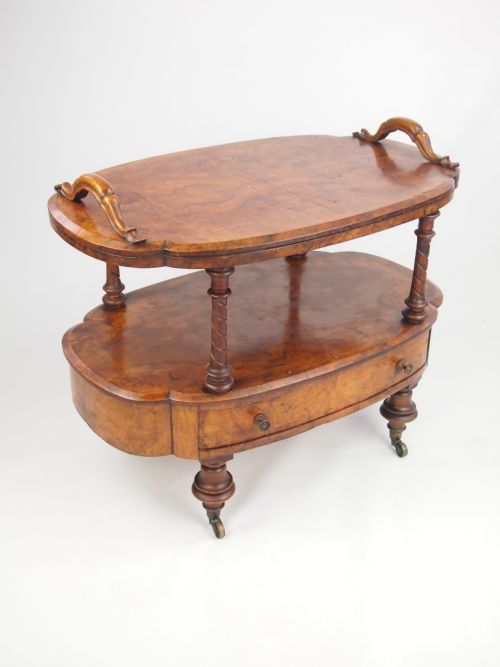 fig 1. Antique Victorian Burr Walnut What-Not / Side Table