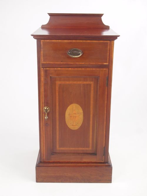 fig 1. Antique Edwardian Bedside Cabinet with Makers Label