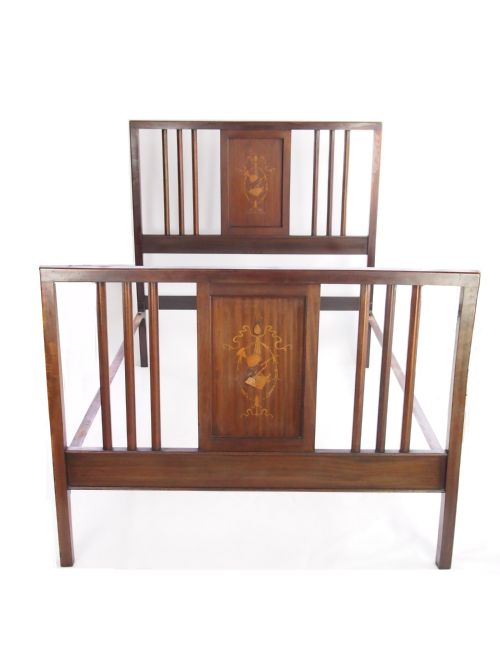 Antique Edwardian Mahogany Double Bed