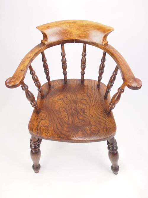 Elm Smokers Bow Chair Dated 1906 / Captains Desk Chair