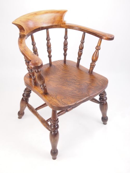 fig 1. Elm Smokers Bow Chair Dated 1906 / Captains Desk Chair