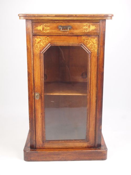 Small Antique Victorian Walnut Pier Cabinet / Bookcase