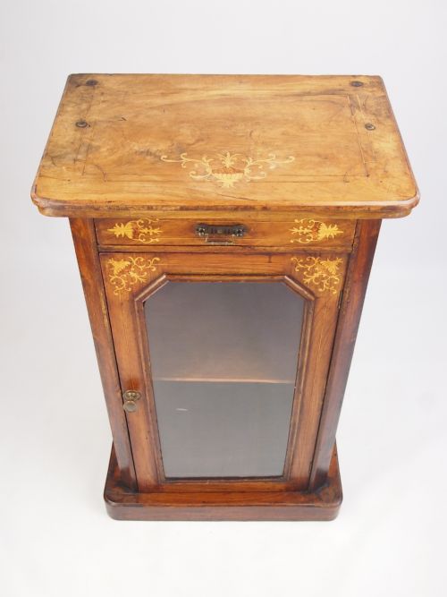 fig 1. Small Antique Victorian Walnut Pier Cabinet / Bookcase