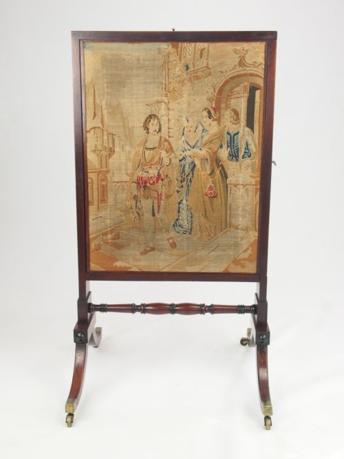 Antique Georgian Firescreen with Tapestry Panel - Regency Fire Screen
