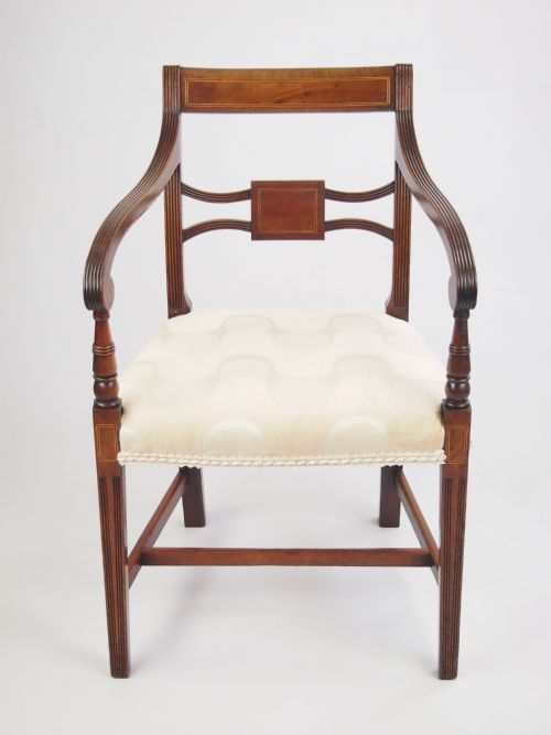 Antique Regency Armchair with Inlay - Georgian Mahogany Carver Desk Chair