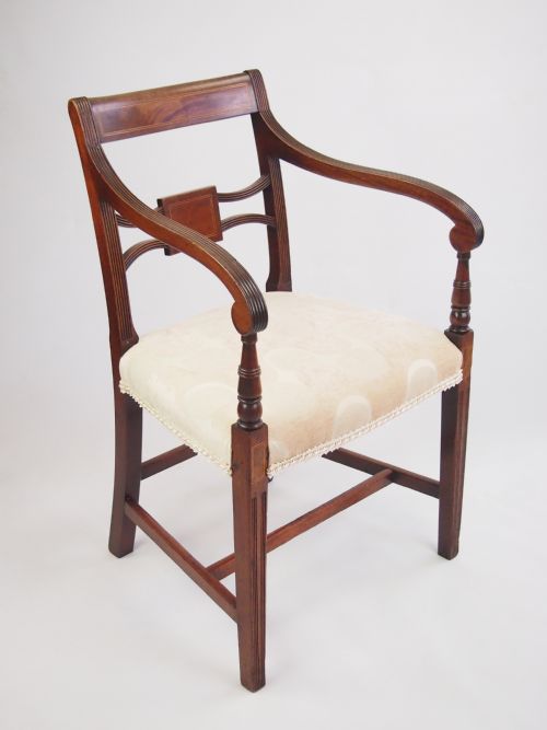 fig 1. Antique Regency Armchair with Inlay - Georgian Mahogany Carver Desk Chair
