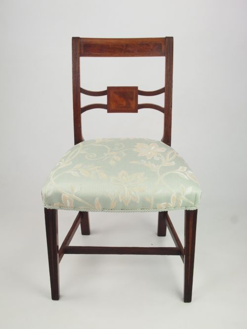 fig 1. Pair Antique Regency Side Chairs with Inlay - Georgian mahogany Dining Chairs