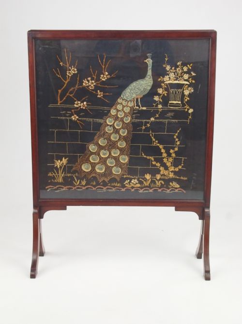Antique Edwardian Mahogany Fire Screen