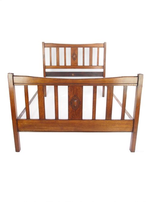 Vintage 1930s Oak Double Bed