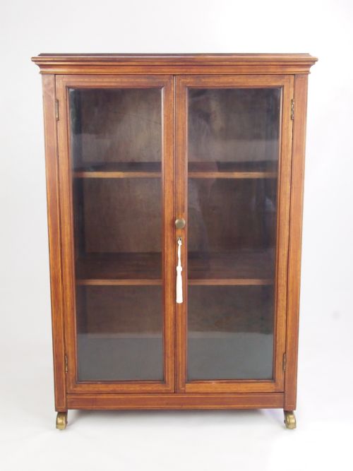 Antique Mahogany & Satinwood Banded Pier Cabinet / Bookcase
