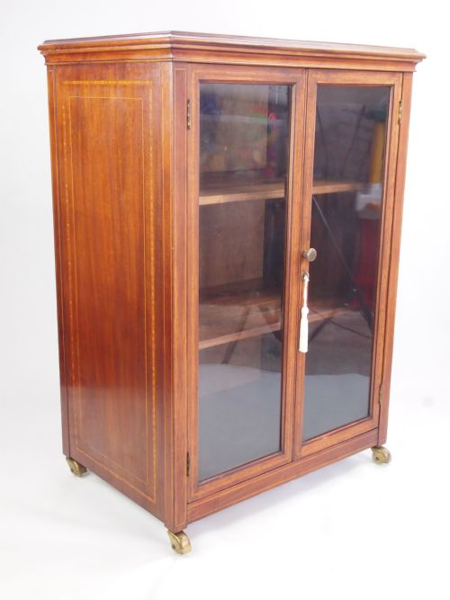 fig 1. Antique Mahogany & Satinwood Banded Pier Cabinet / Bookcase