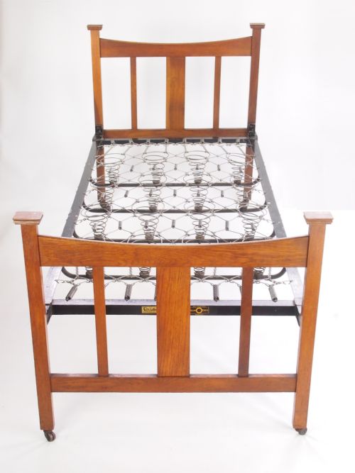 Antique Edwardian Oak Arts & Crafts Single Bed