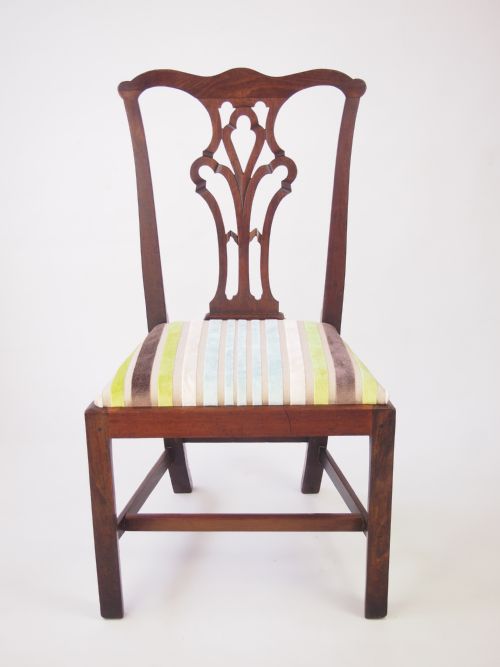 fig 1. Pair Antique George III Mahogany Side Chairs / Chippendale Dining Chairs