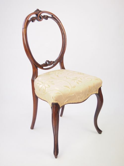 fig 1. Antique Victorian Walnut Balloon Back Chair