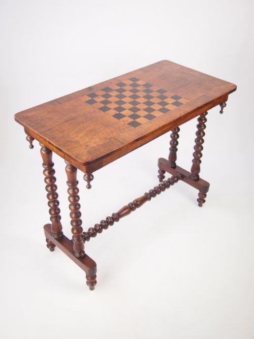 fig 1. Antique Victorian Hall Table with Chess Board Top