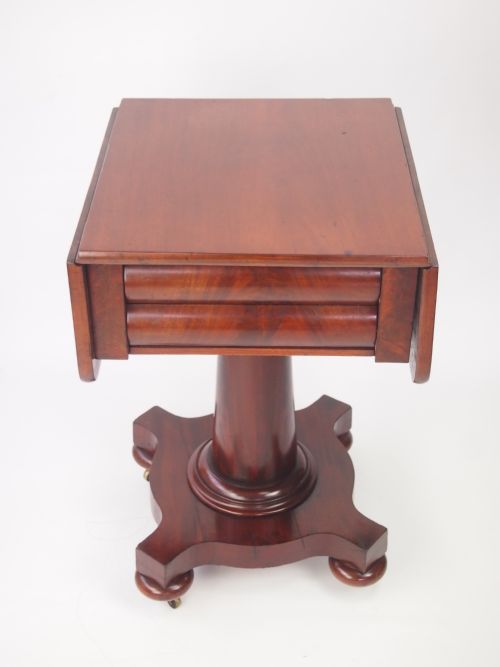 Antique William Iv/early Victorian Drop Leaf Sewing Table with Drawers