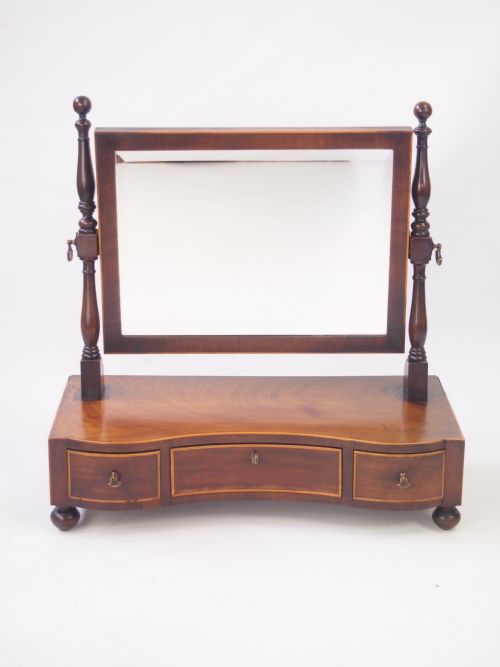 Antique Regency Serpentine Dressing Table Mirror / Georgian Toilet Mirror