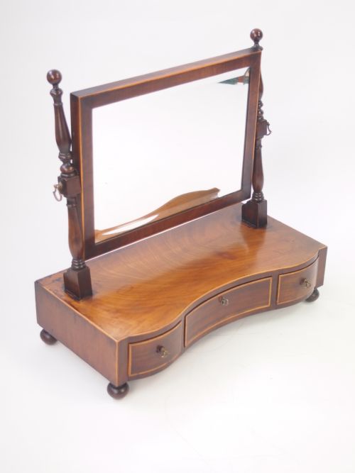fig 1. Antique Regency Serpentine Dressing Table Mirror / Georgian Toilet Mirror