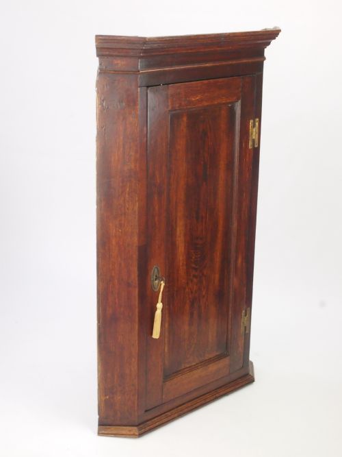 fig 1. Tall Antique George III Oak Corner Cupboard / Georgian Cabinet