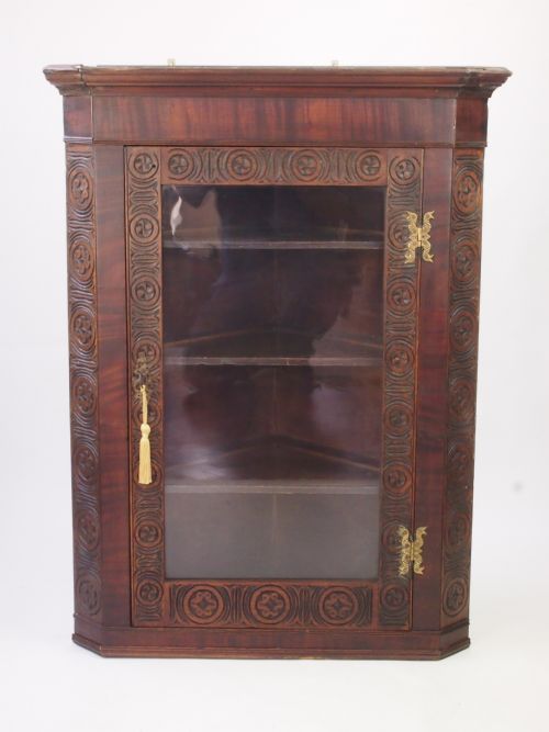 Antique George III Corner Cupboard with Glazed Door / Georgian Cabinet