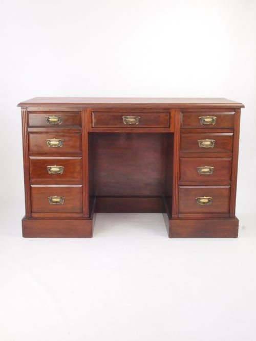 Antique Victorian Walnut Kneehole Desk